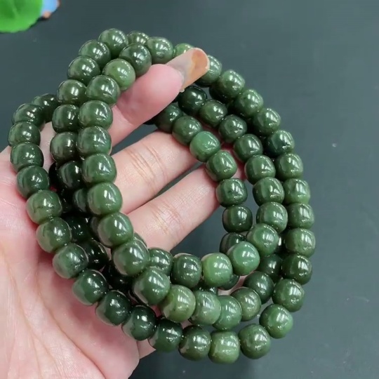 H21381183 Hetian Jade Chain Beads 10mm Approx. Total Weight 170g