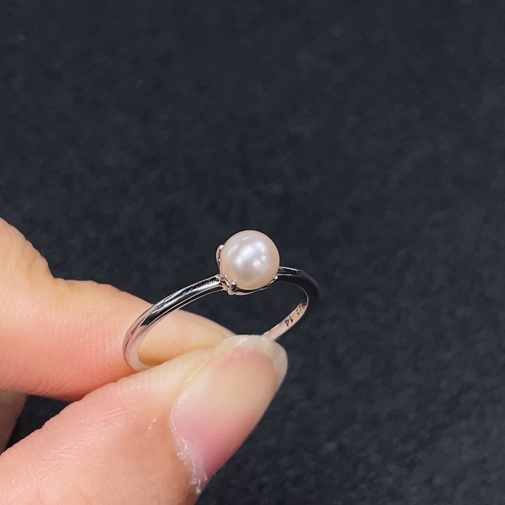 C34990659 Pearl Ring Non-Gold Total Weight Approx.1.25g Size 14 Stone 5mm