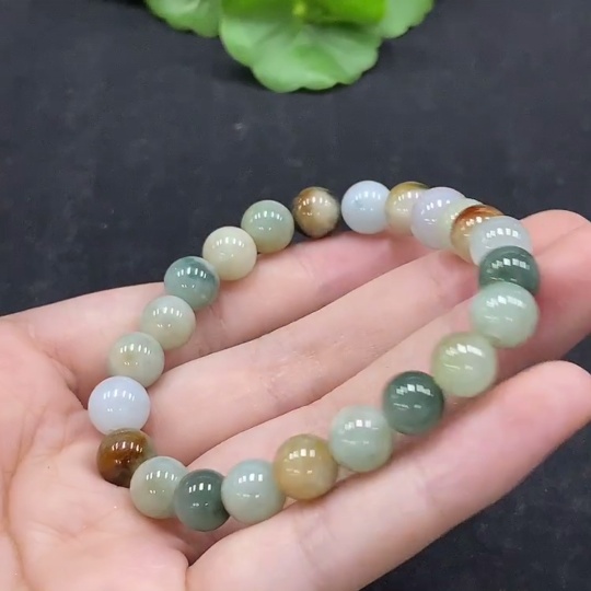 F34995359 Jadeite Bracelet Approx.8.2mm Beads Total Weight Approx.22.33g Yellow Beads Color Origin Undetermined