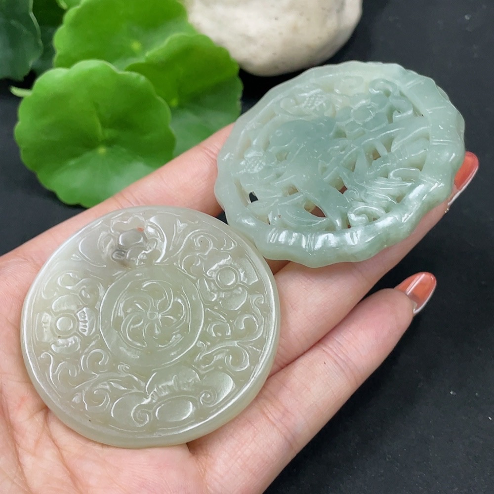H35085688 Hetian Jade Pendant Antique Plaque Containing Other Mineral Components Total Weight Approx. 60.4g