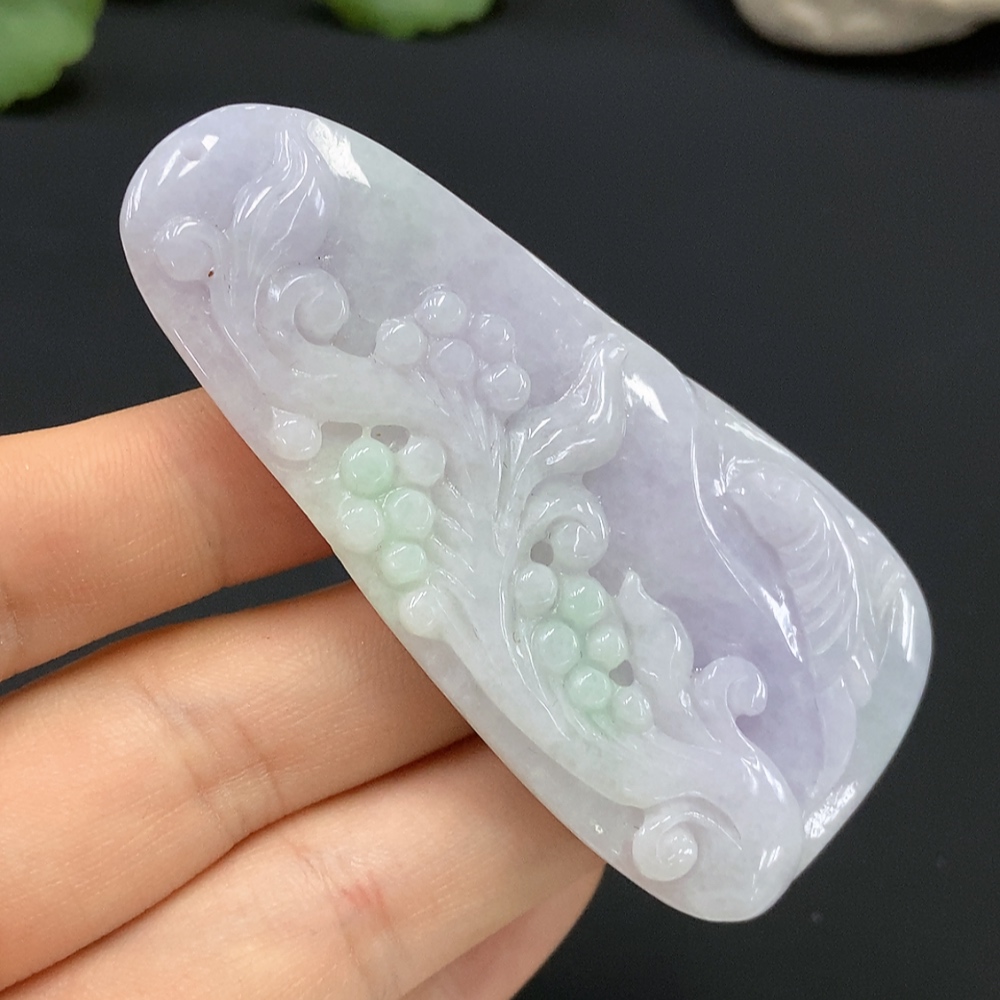 F15636775 Jadeite Flower and Bird Pendant, Total Weight 36.272g