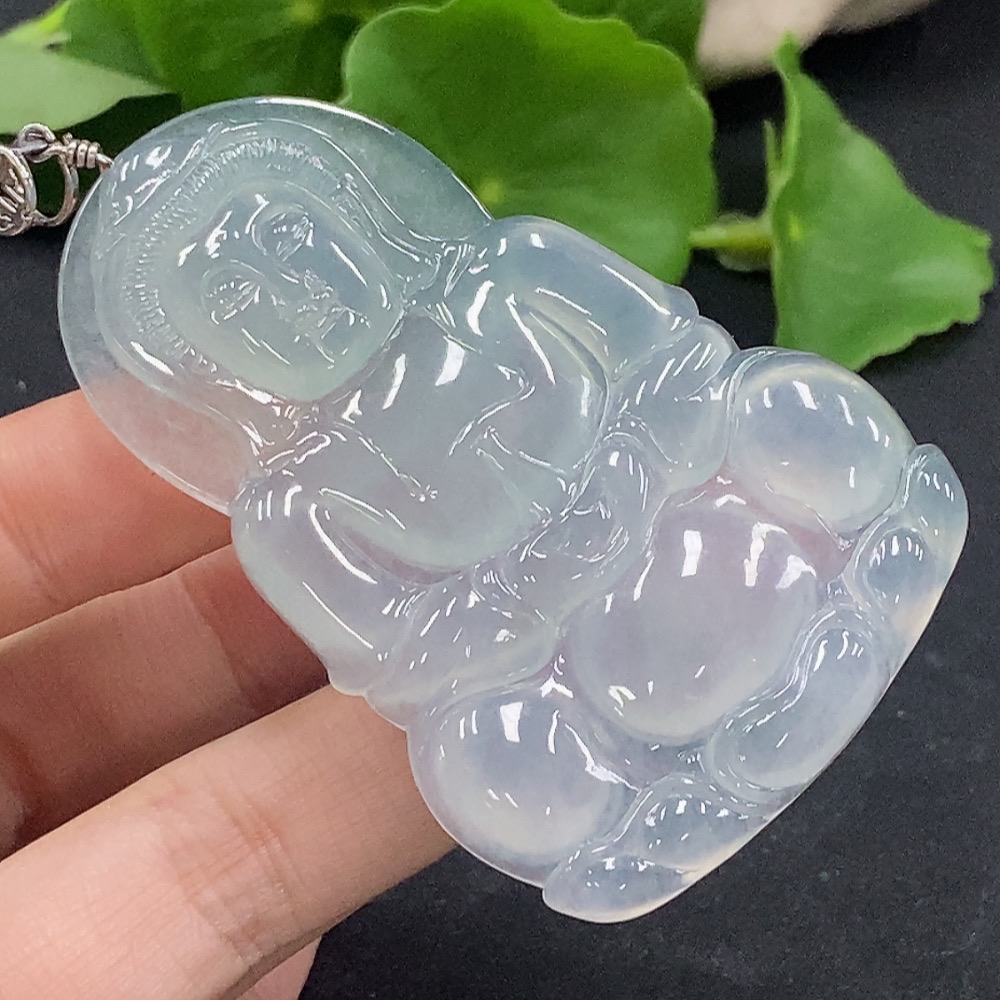 F32820203 Jadeite Guanyin Pendant Non-gold Inlaid Total Weight Approx. 26.37g
