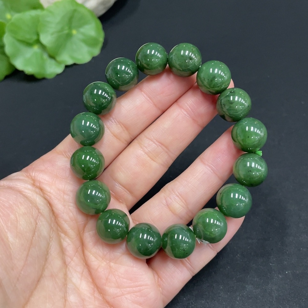 H35102411 Hetian Jade Jasper Bracelet approx. 11.9 mm Total Weight approx. 42.4g
