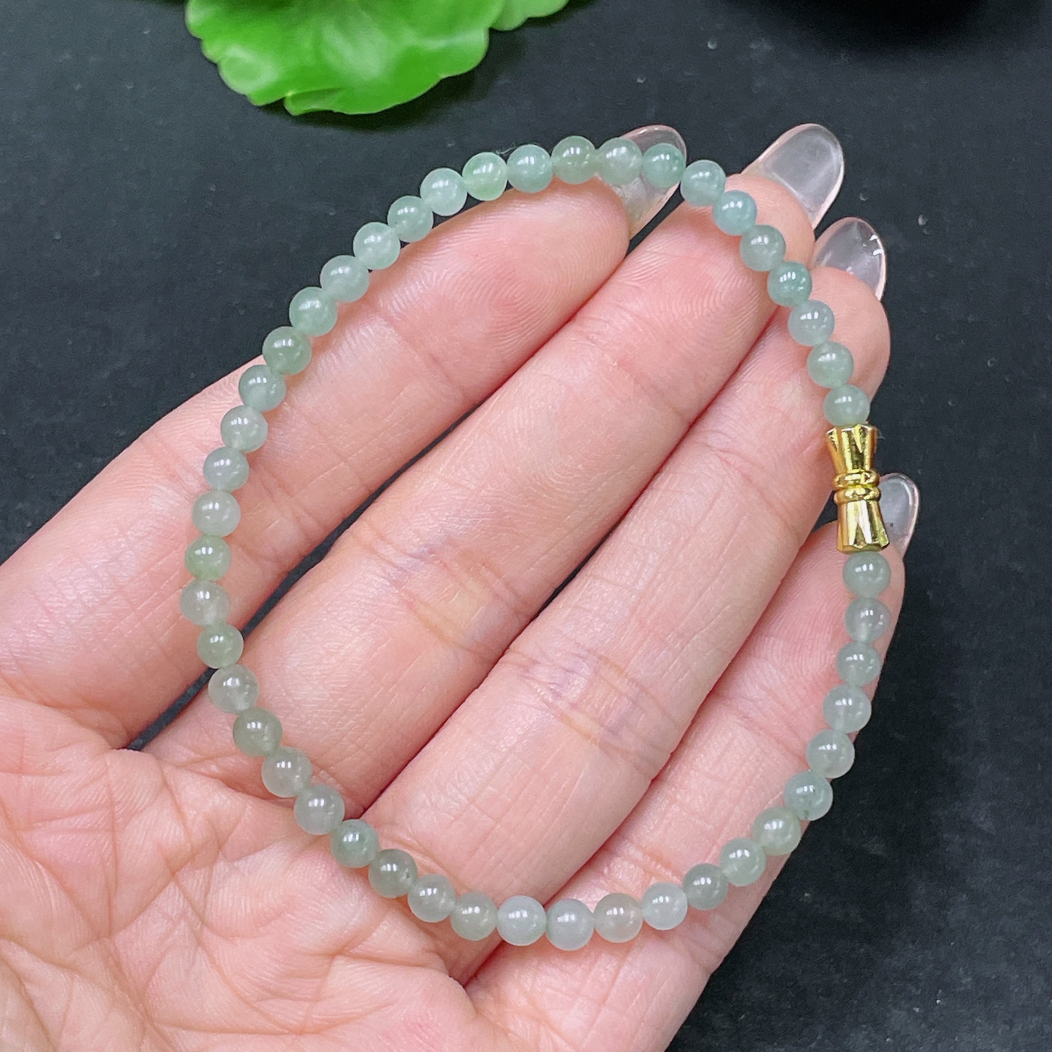 F34064676 Jadeite Bead Necklace Approx. 3.8mm Non-Gold Total Weight Approx. 6.1g