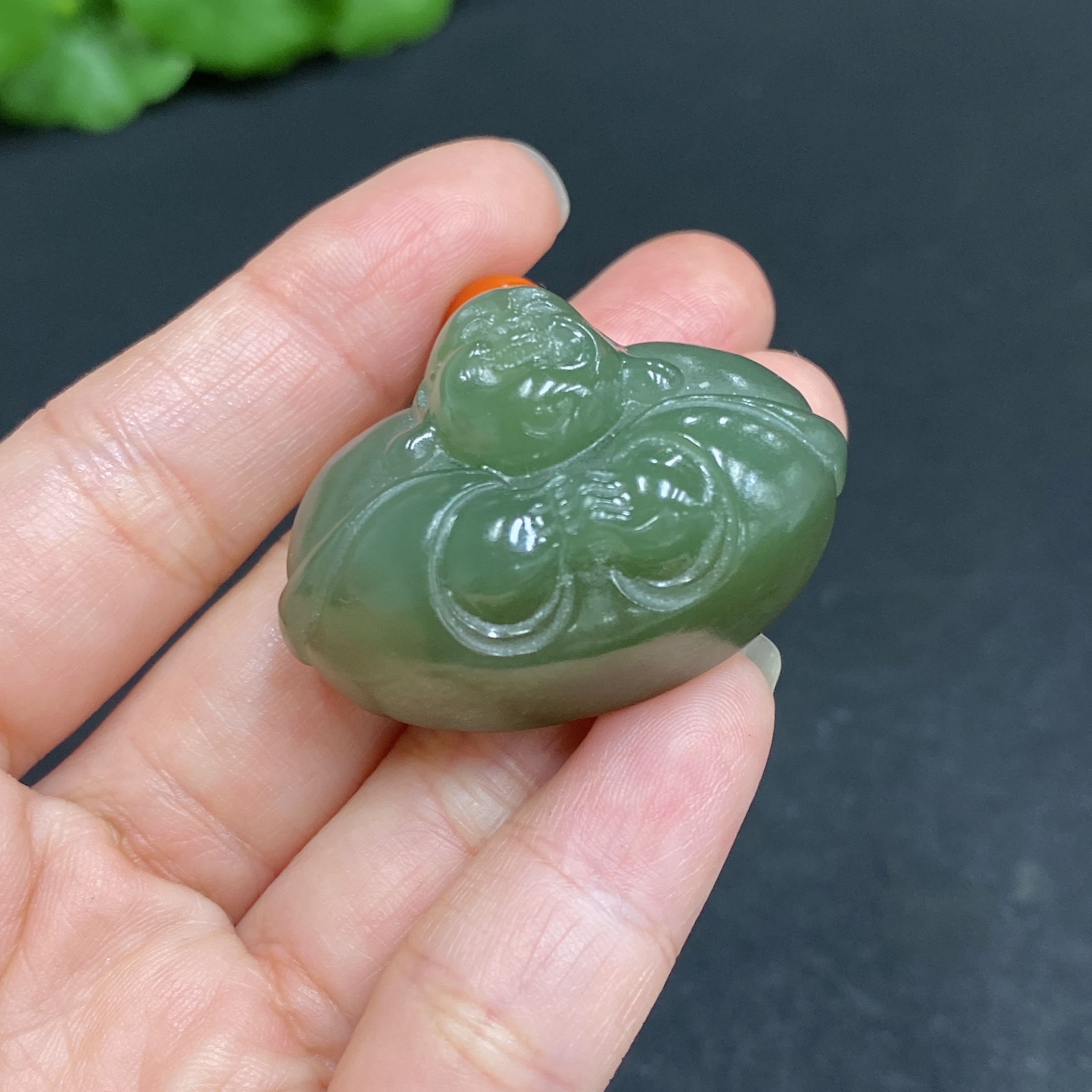 H34036109 Hetian Jade Pendant - Buddha Figure (Total Weight, Including Rope: 32.3g)