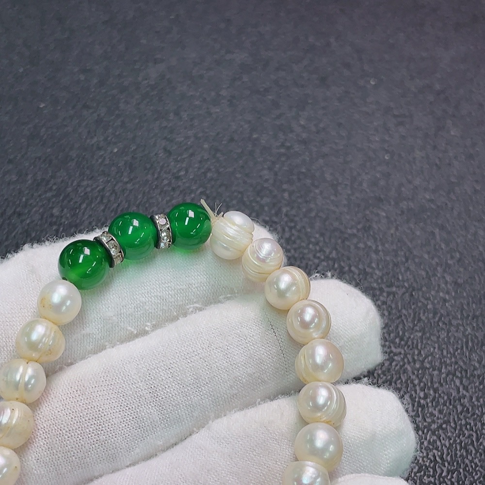 C33891308 Pearl Bracelet Non-Gold Stones May Be Non-Natural Total Weight Approx.13.33g Size About 7.5mm