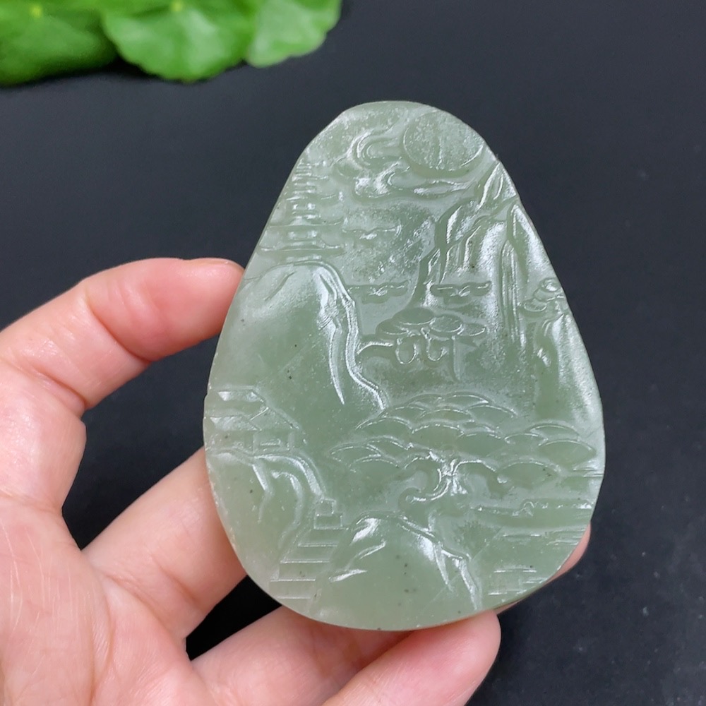 H35103320 Hetian Jade Pendant Landscape Plaque Total Weight Approx. 94.7g