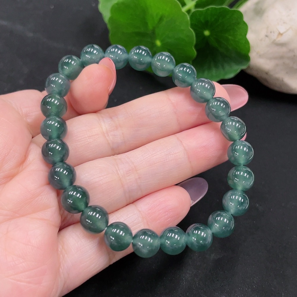 F34012355 Jadeite Beads Bracelet Approx. 8.1mm Total Weight About 21.2g
