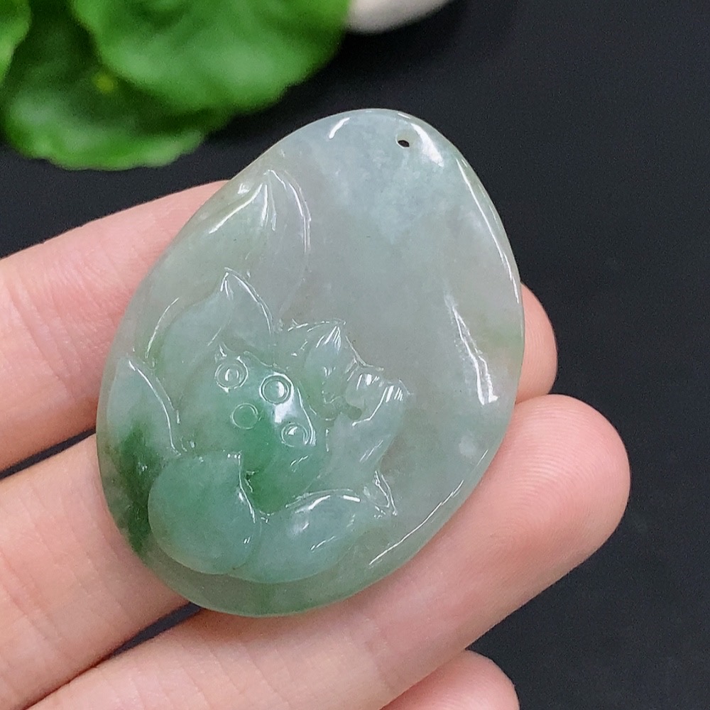 F30489210 JadeiteBlossom of Wealth and Honor Pendant