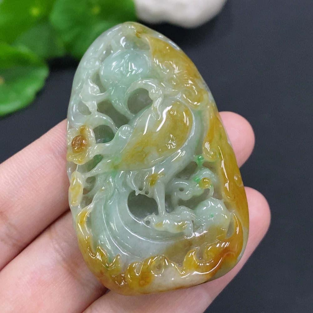 F34962716 Phoenix Pendant (Total Weight: Approx. 28.9g, Yellow Color Origin Undetermined)