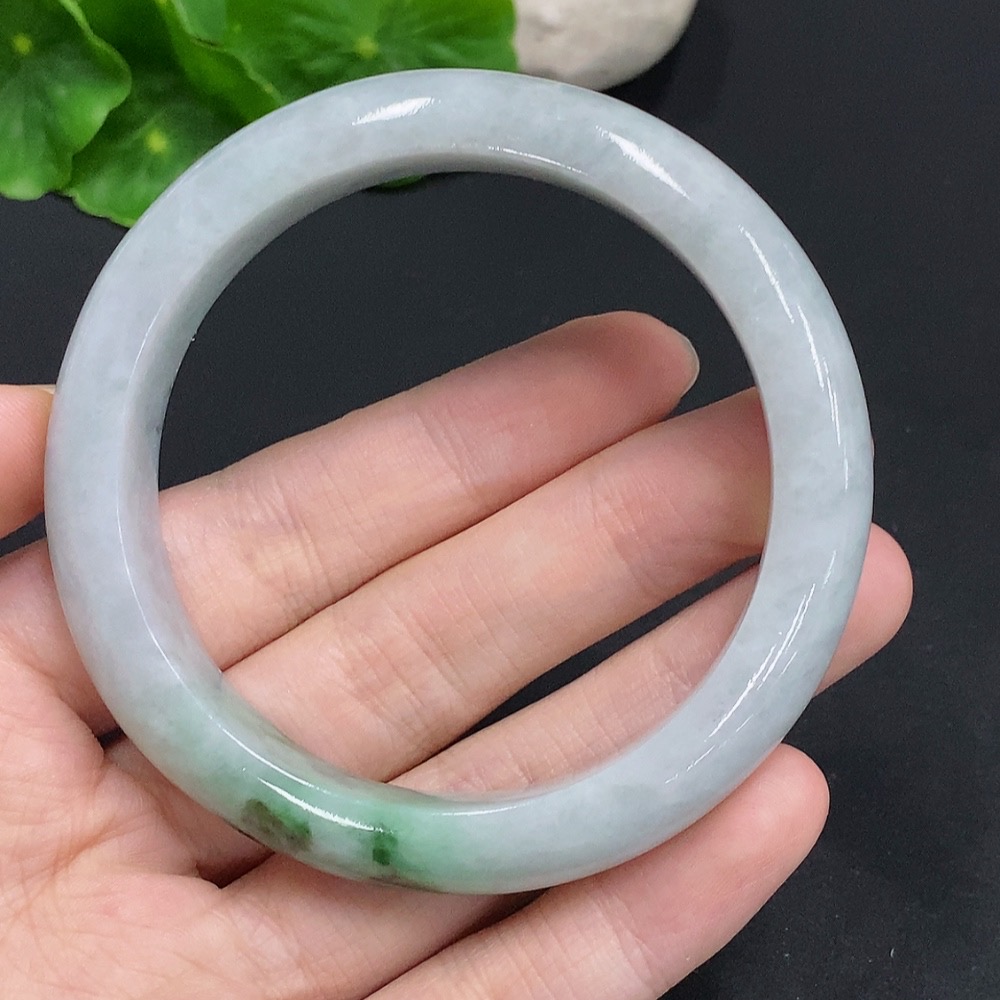 F30458487 Jadeite Round Bangle, Total Weight Approx. 61.3g, Size 57, Containing Other Minerals
