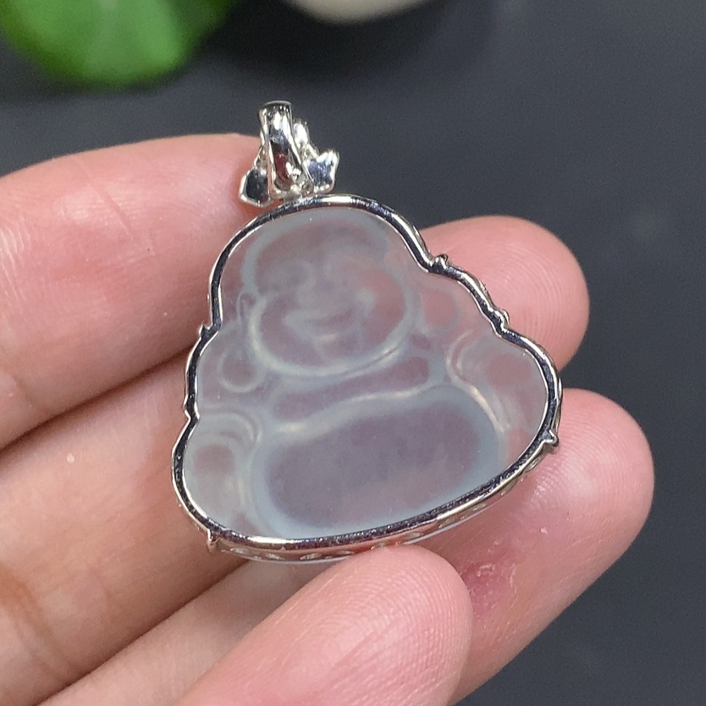 F18070647 Jadeite Buddha Pendant with 18K Gold Mounting, Total Weight Approx. 5.4g