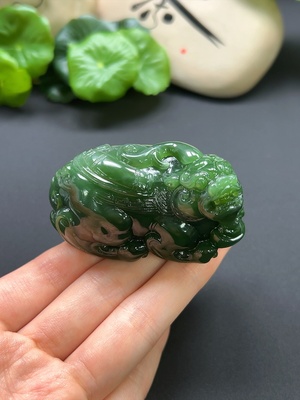 H42980929 和田玉龙龟手把件 总重约127.5g
