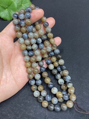H32812385 Hetian Jade Bead Necklace, Approx. 7.6mm, Total Weight Approx. 80.6g