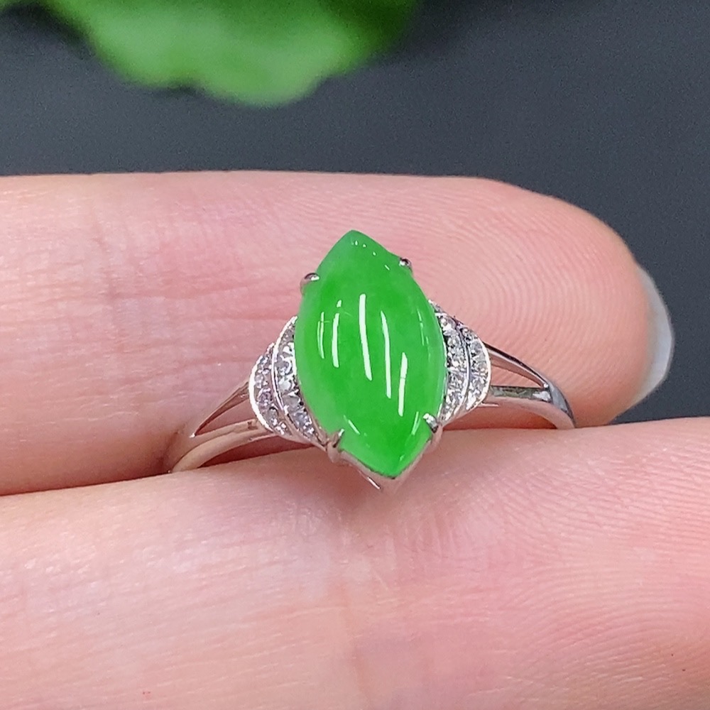 F20303532 Jadeite Cabochon Ring 18k Gold Total Weight Approx. 1.4g Size 16