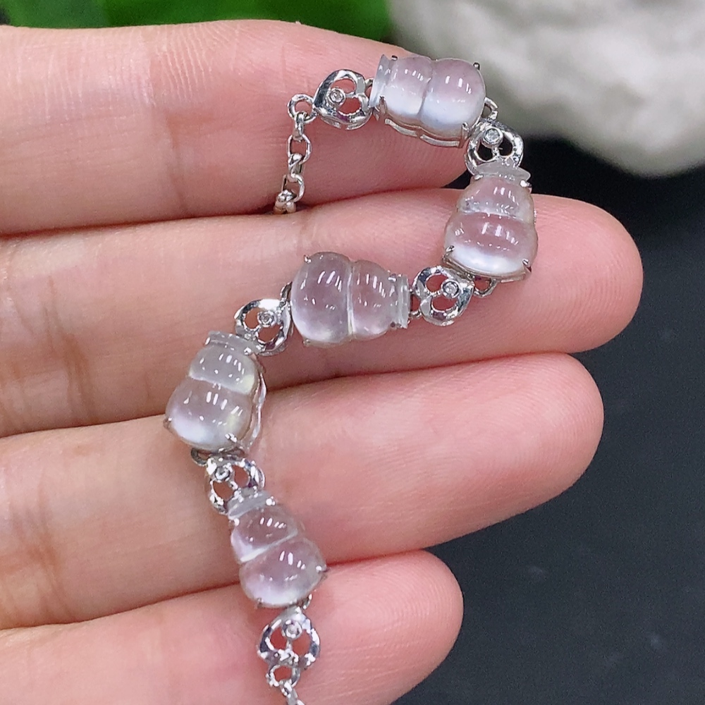 F33884110 Jadeite Gourd Inlaid Bracelet 18K Gold Total Weight About 3.8g