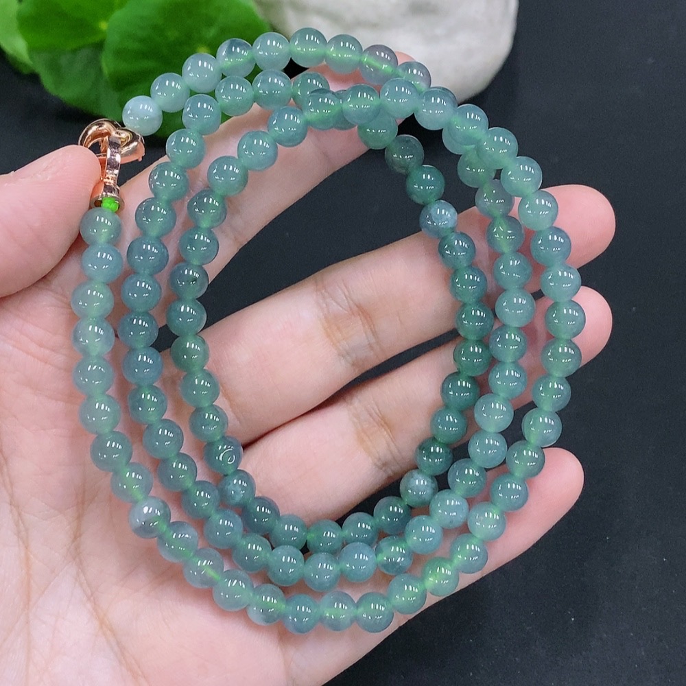 F33884205 Jadeite Bead Necklace Non-Gold Inlaid Total Weight Approximately 41.1g Size About 5.8mm