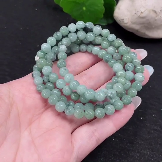 F33873724 Jadeite Bead Necklace Approximately 6.5mm Total Weight About 45.3g