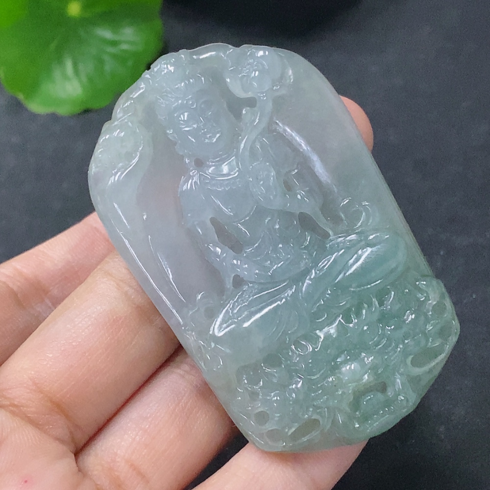 F33913333 Jadeite Pendant of Avalokitesvara Riding a Dragon