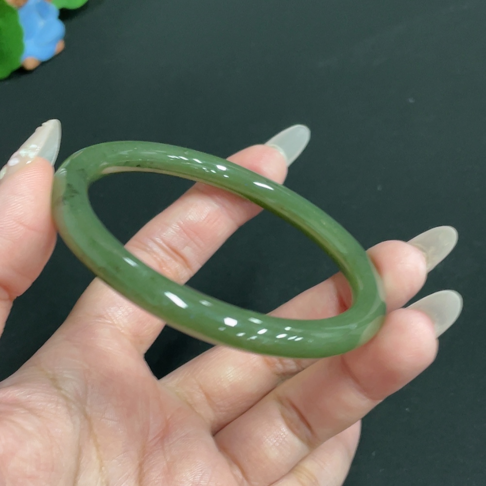 H27063678 Hetian Jade Round Bangle, Size 61.8, Total Weight Approx. 29.2g