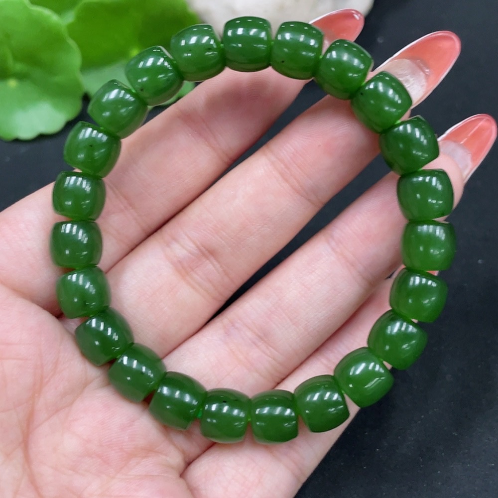 H35112427 Hetian Jade Bracelet, approx. 8.7mm beads, total weight approx. 26.9g