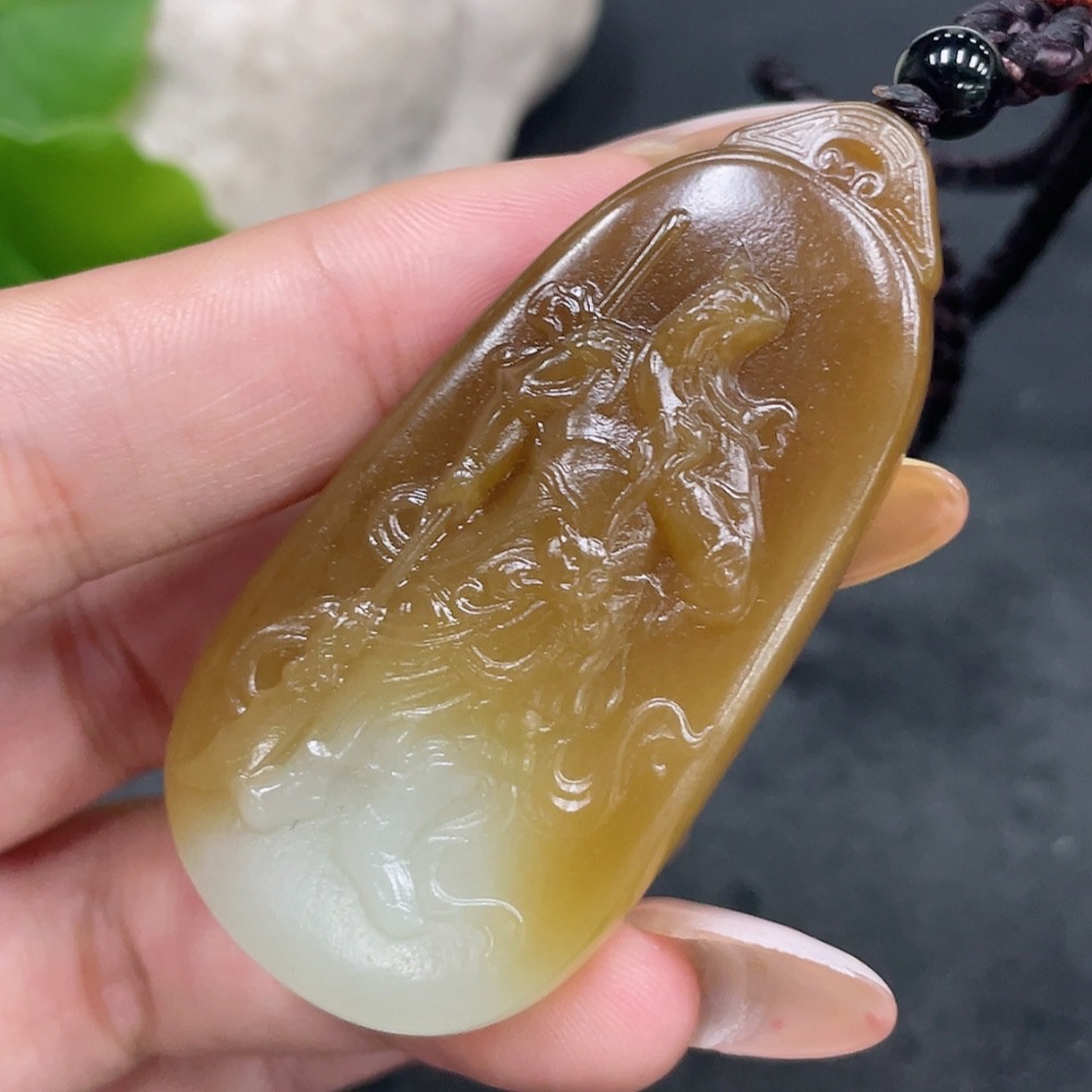 H32778166 Hetian Jade Pendant Guan Gong Total Weight Approx. (Including Rope) 36.1g