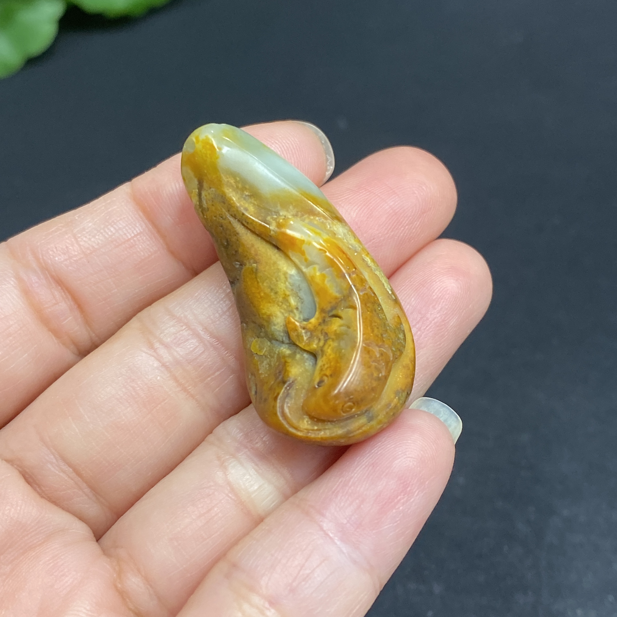 H34036532 Hetian Jade Pendant  Plenty Year after Year  Undetermined Skin Color Origin  Contains Other Mineral Components  Total Weight Approx. 11g