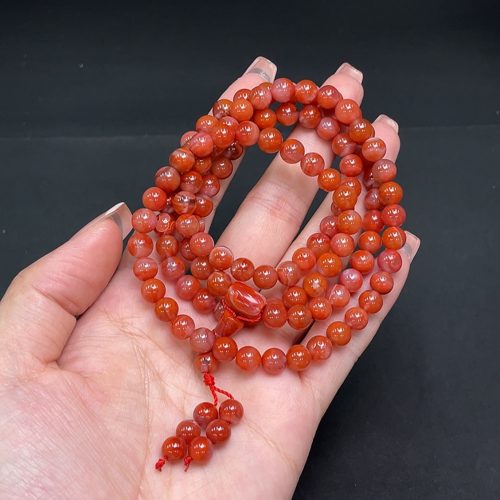 C14530213 South Red Agate Bead Strand, Approx. 47.35g, 6.5mm