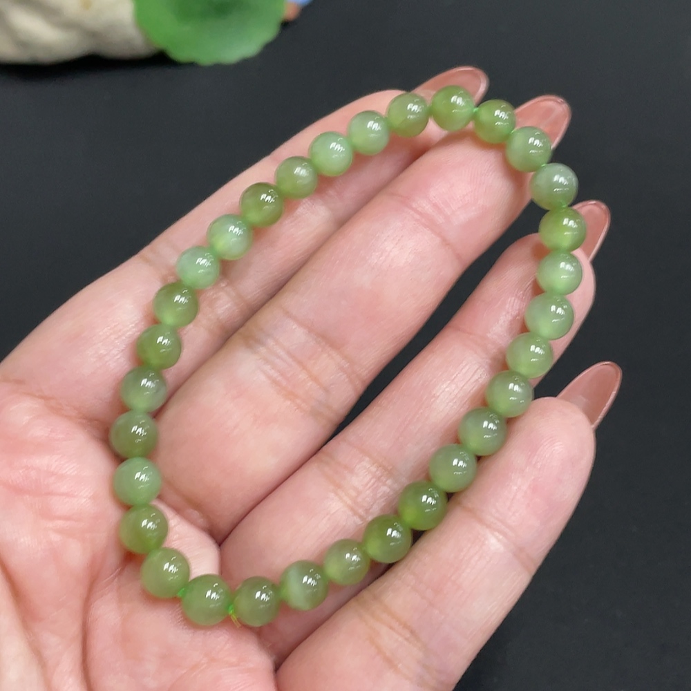 H34074575 Hetian Jade Jasper Bead Bracelet, Approx. 5.9 mm, Total Weight Approx. 10.6g