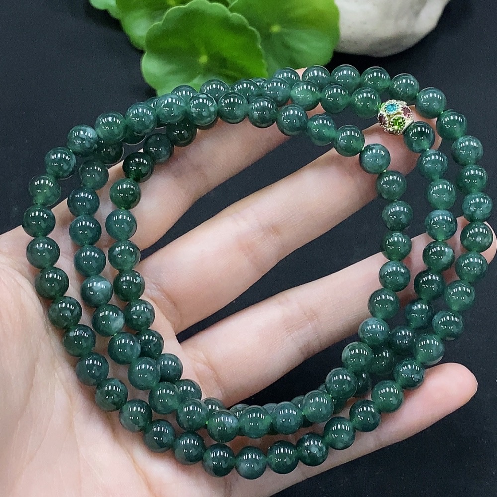 F34996587 Jadeite Bead Necklace Approximately 6.8mm Non-Gold Inlaid Total Weight About 59.08g