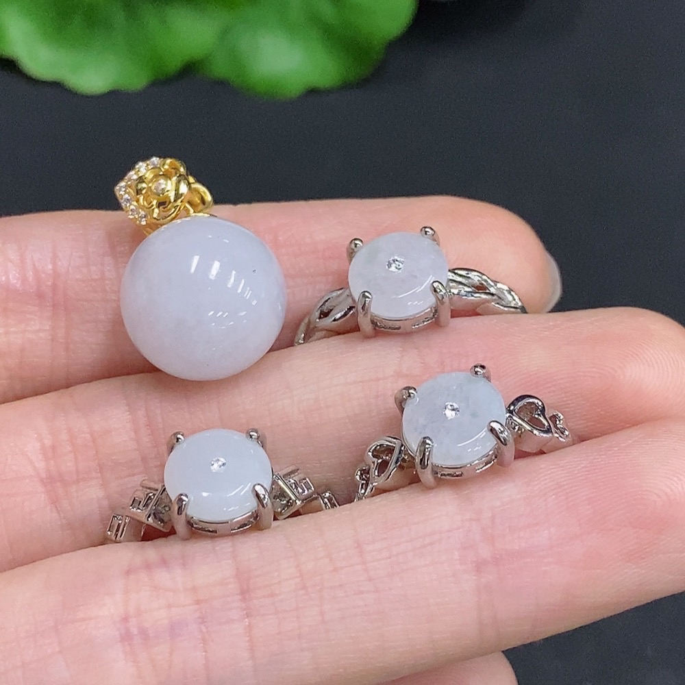 F33831220 Jadeite Inlaid Pieces Sell as a Lot Non-Gold Inlaid Adjustable Size