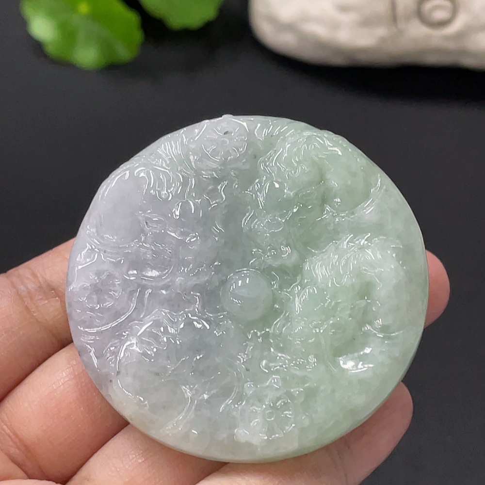 F33909657 Jadeite Nine Dragons Supreme Pendant, Total Weight Approximately 63.8g