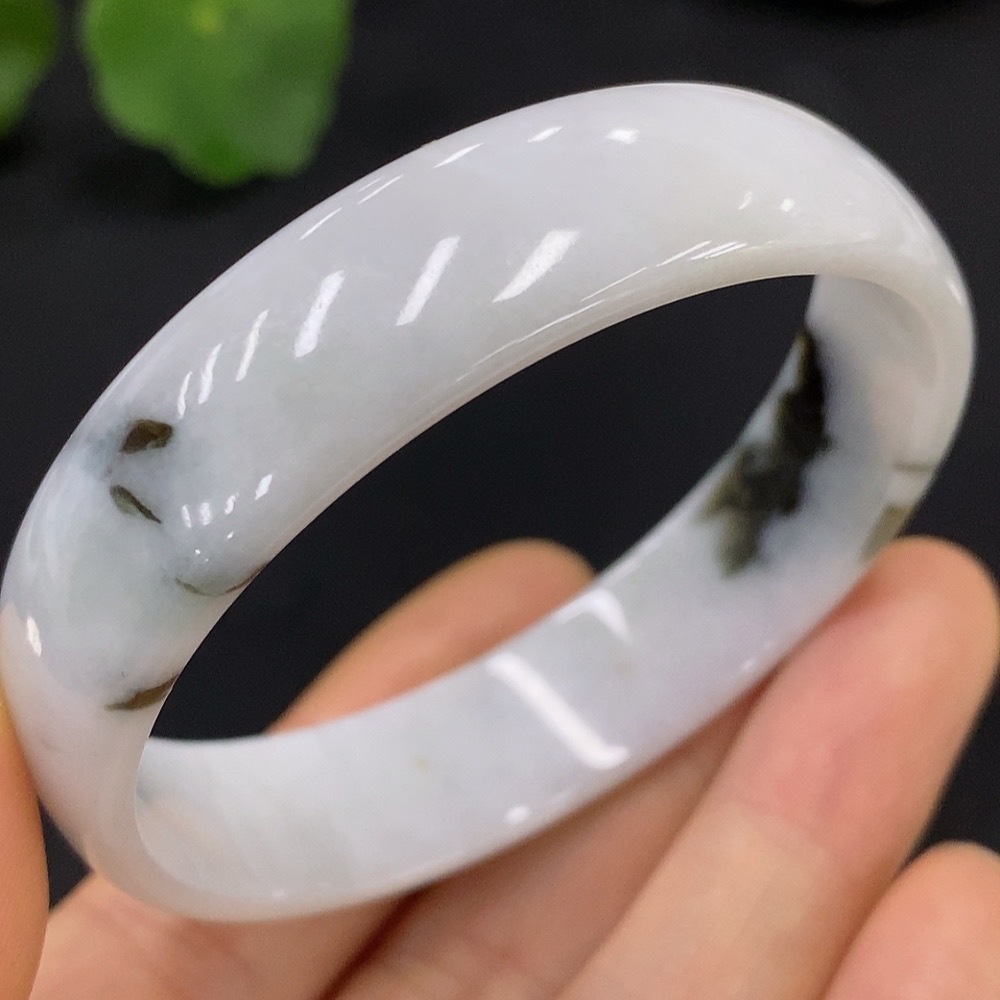 F26012421 Jadeite Round Bracelet with Other Mineral Components, Total Weight Approx. 27.19g, Size 53.2