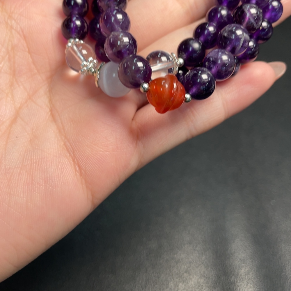C33889193 Crystal Bead Necklace + Bracelet Non-Gold Total Weight Approx. 49.26g Sell as a Lot Stones May Be Non-Natural