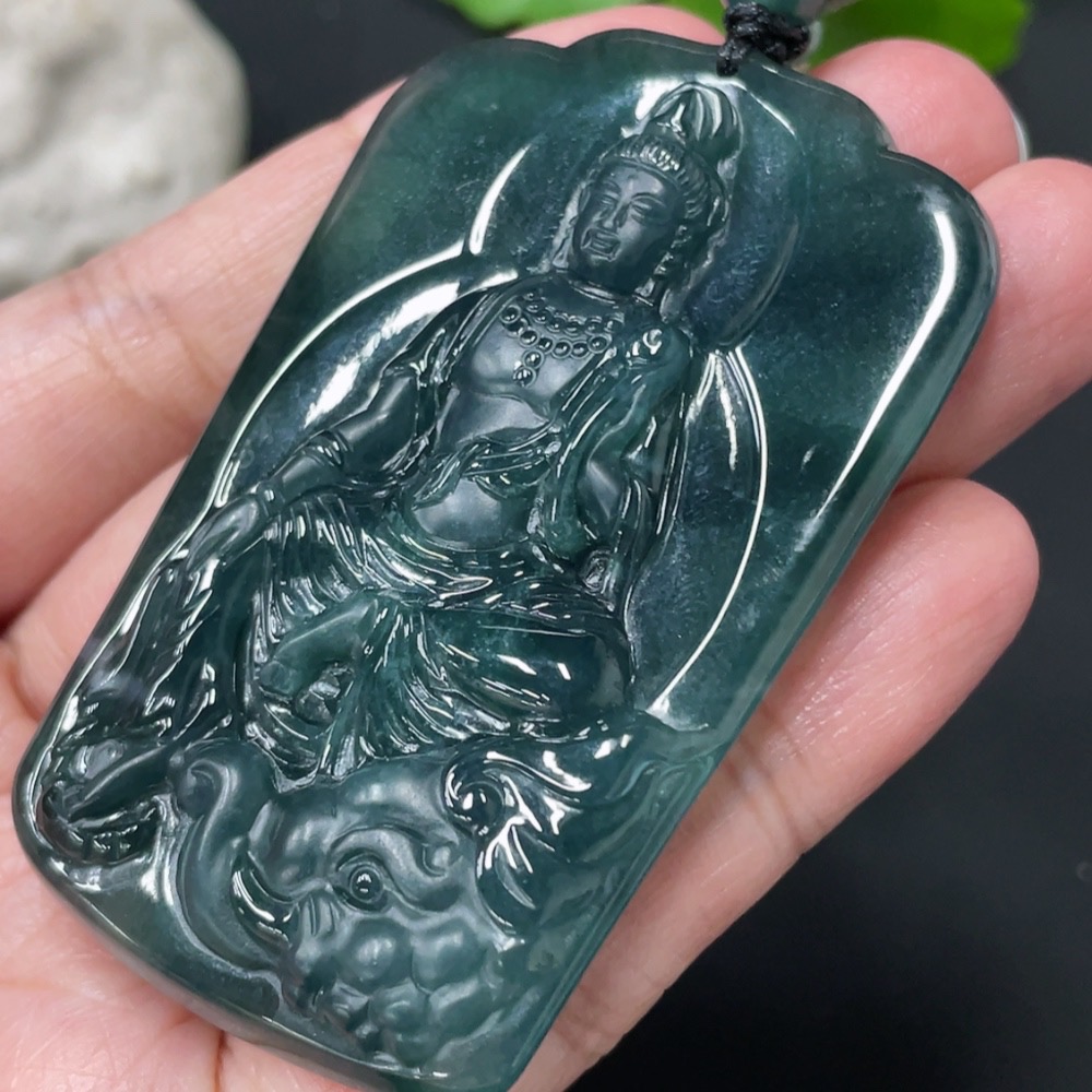 F27110753 Jadeite Samantabhadra Bodhisattva Pendant Total Weight Approx. 39.9g