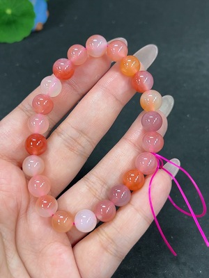 H41923359 盐源玛瑙手串 卡9.1mm左右 仅红色 货品总重约22.6g