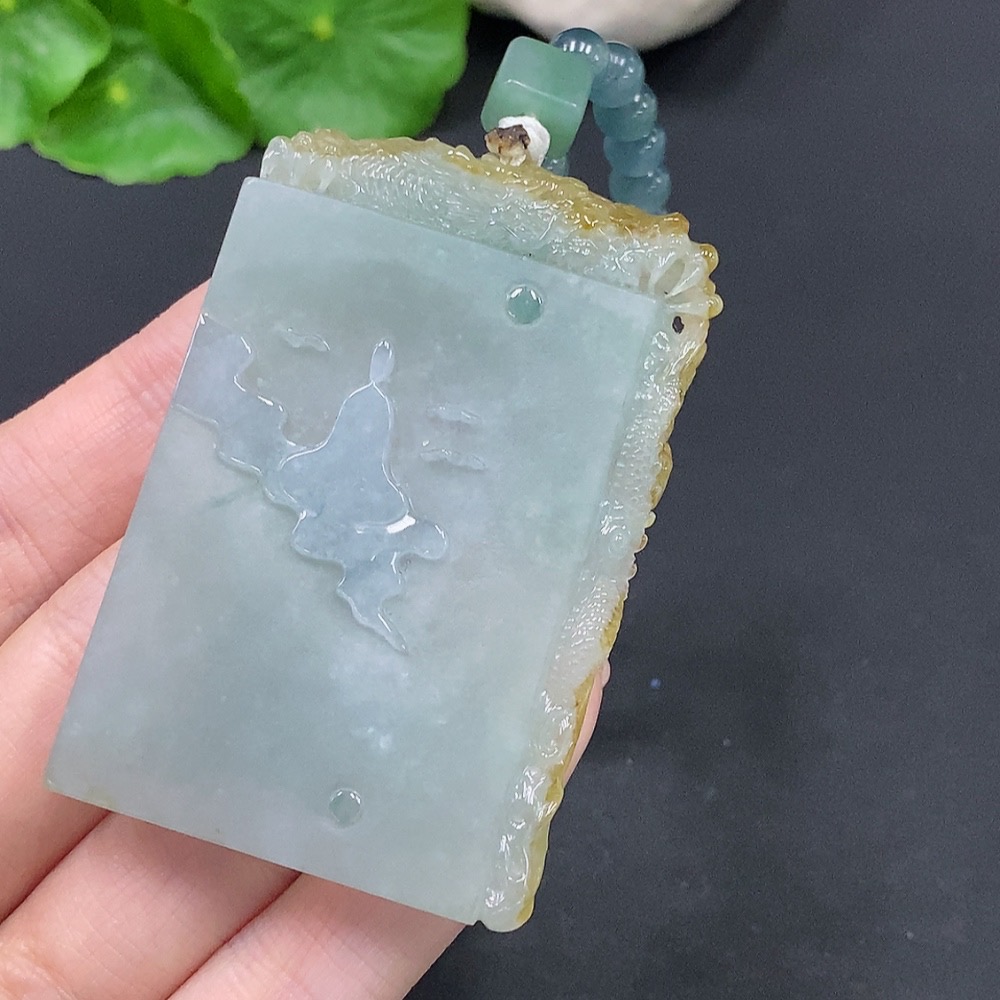 F28218801 Jadeite Enlightenment Pendant Total weight about 90g (including rope weight) Color origin undetermined