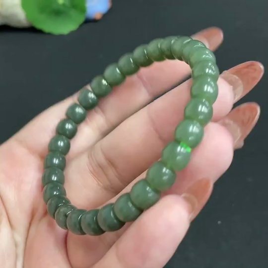 H35117960 Hetian Jade Bead Bracelet, approx. 7mm, total weight about 18.1g