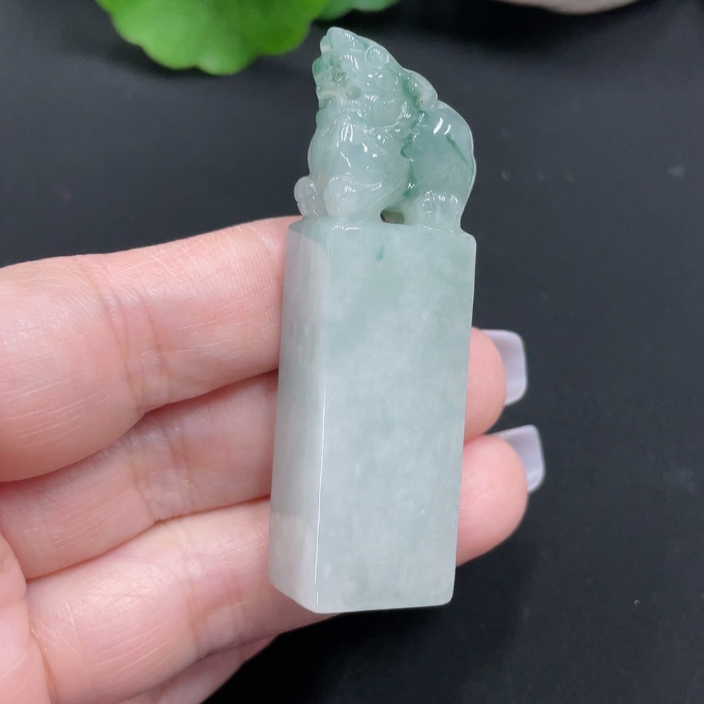 F27102756 Jadeite Pixiu Seal, Total Weight Approx. 33.5g