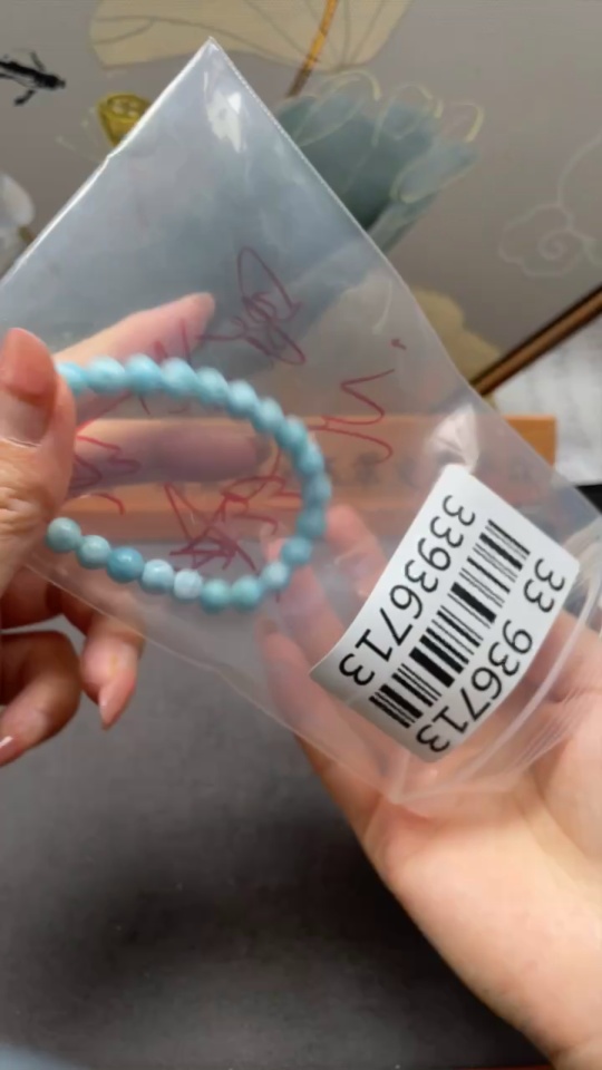 C33936713 Larimar Bracelet with Crystal, Non-Gold, Total Weight Approx. 14.1g, Size Approx. 7.1mm
