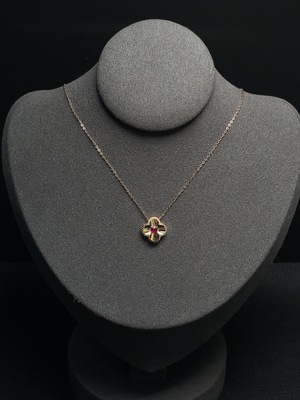 C29370129 Ruby Inlaid Necklace, 18k Gold, Item Weight Including Chain Approximately 2.17g
