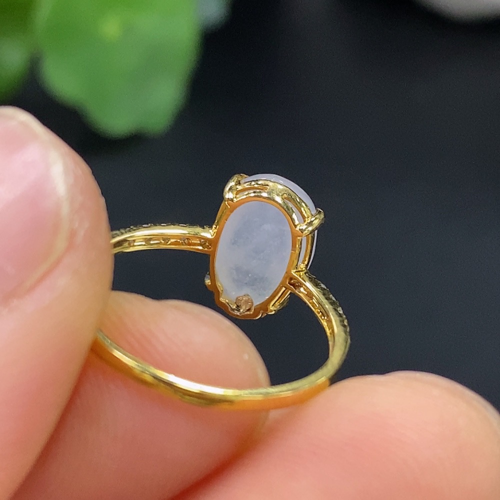 F26012508 Jadeite Inlaid Ring 18k Size 13 Total Weight Approx. 1.82g