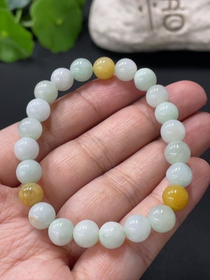F33837853 Jadeite Bracelet Approx 7.6mm Beads Total Weight 16.9g Color Origin Undetermined