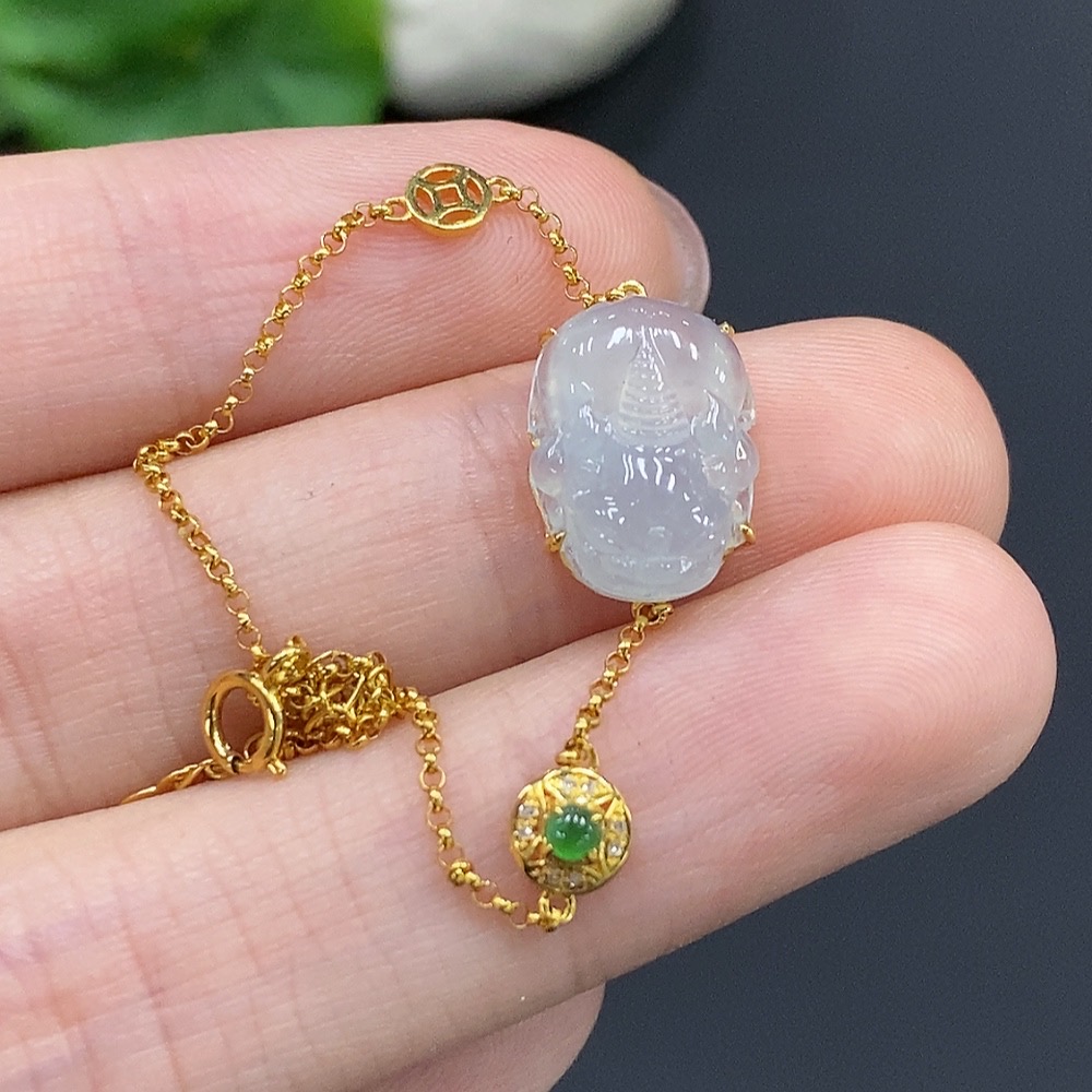 F17858292 JadeitePi Xiu Inlaid Bracelet 18K Gold Total Weight Approx. 2.2g