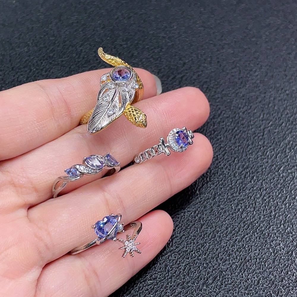 C34990393 Tanzanite Ring, Non-Gold, Adjustable, Total Weight Approx. 9.87g, Sell as a Lot