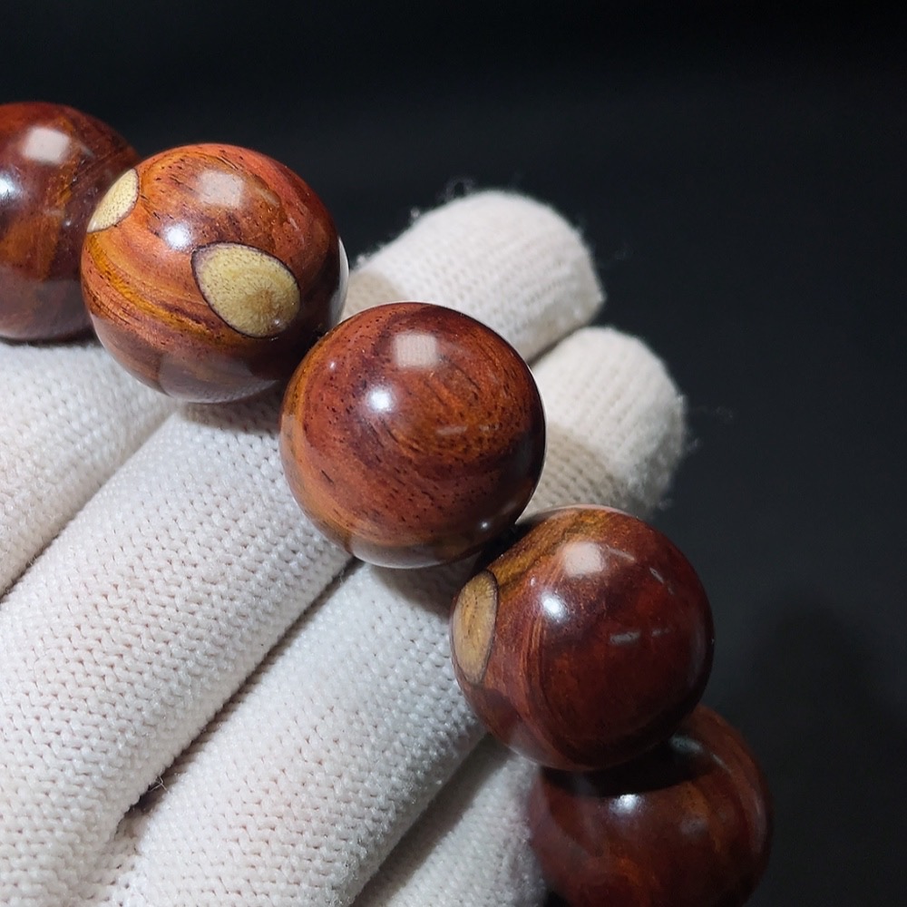 W33936975 Huanghuali Wood Bead Bracelet, Total Weight Approx. 43.7g, Size About 19.6mm