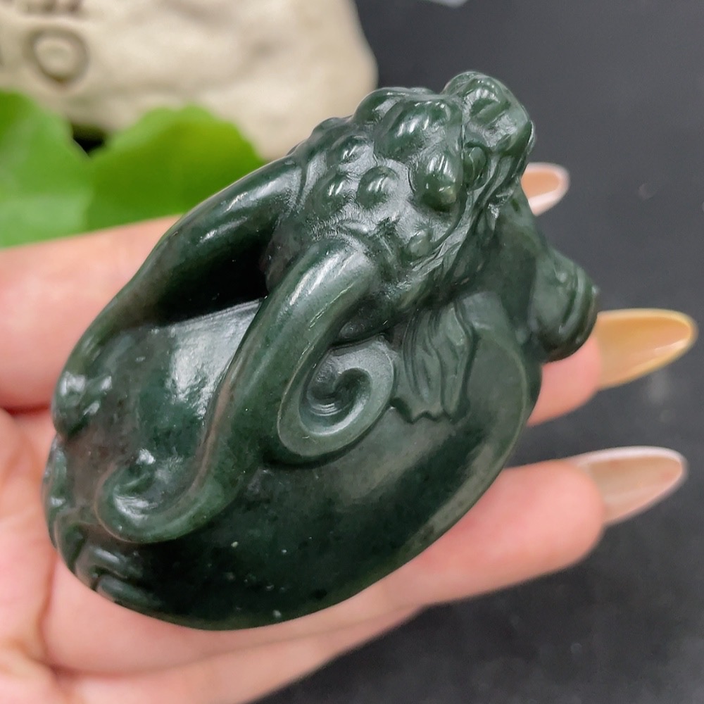 H31663073 Hetian Jade Handheld Piece Dragon Turtle Total Weight Approximately 146g