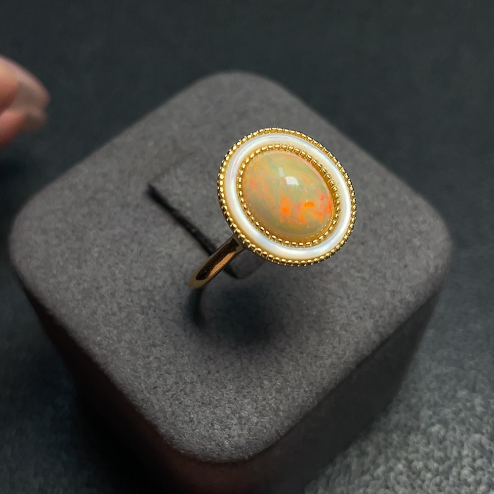 C34008378 Opal Ring Adjustable Non-Gold Total Weight Approx. 3.68g