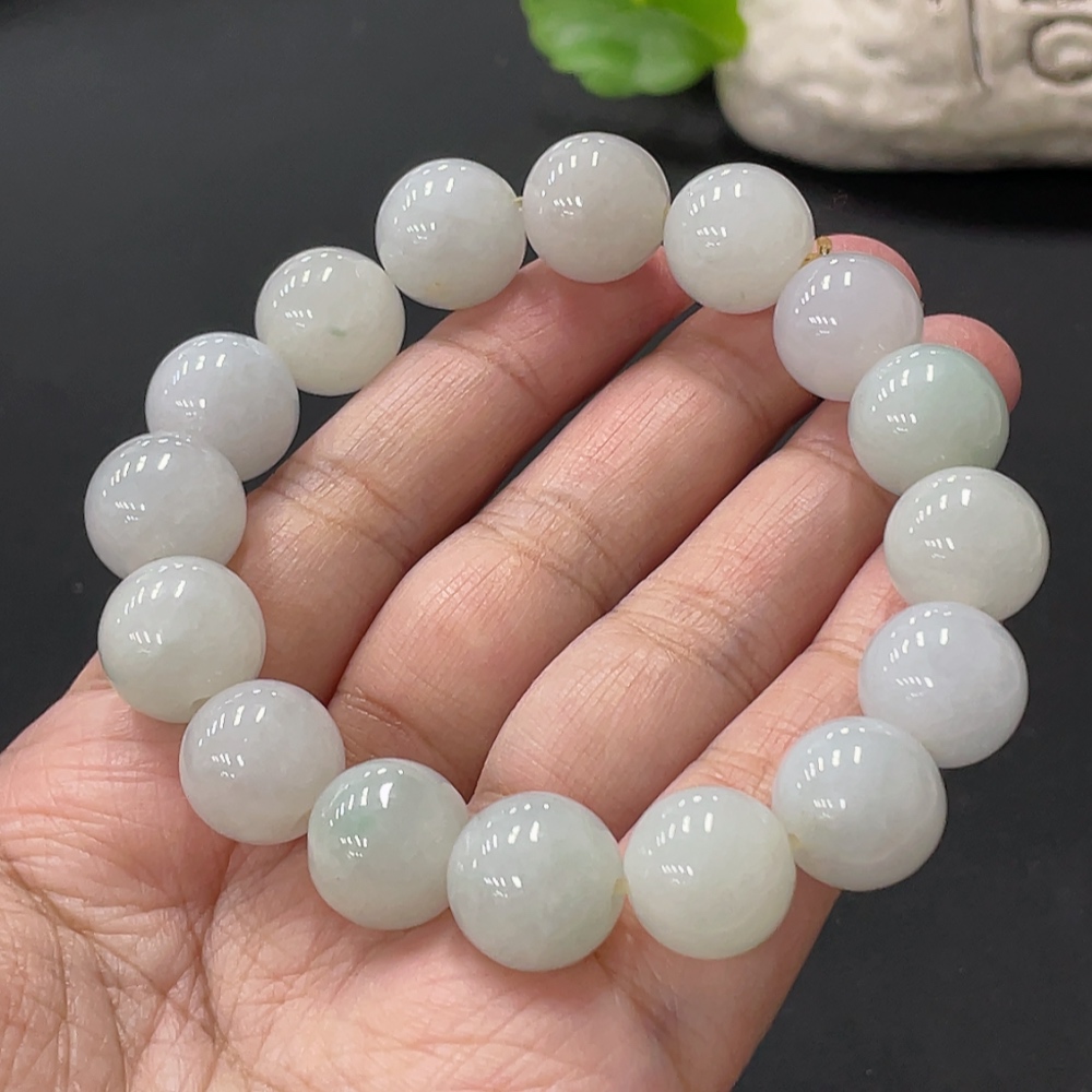 F35147315 Jadeite Bracelet Approx. 13.7mm Beads Total Weight Approx. 65.5g