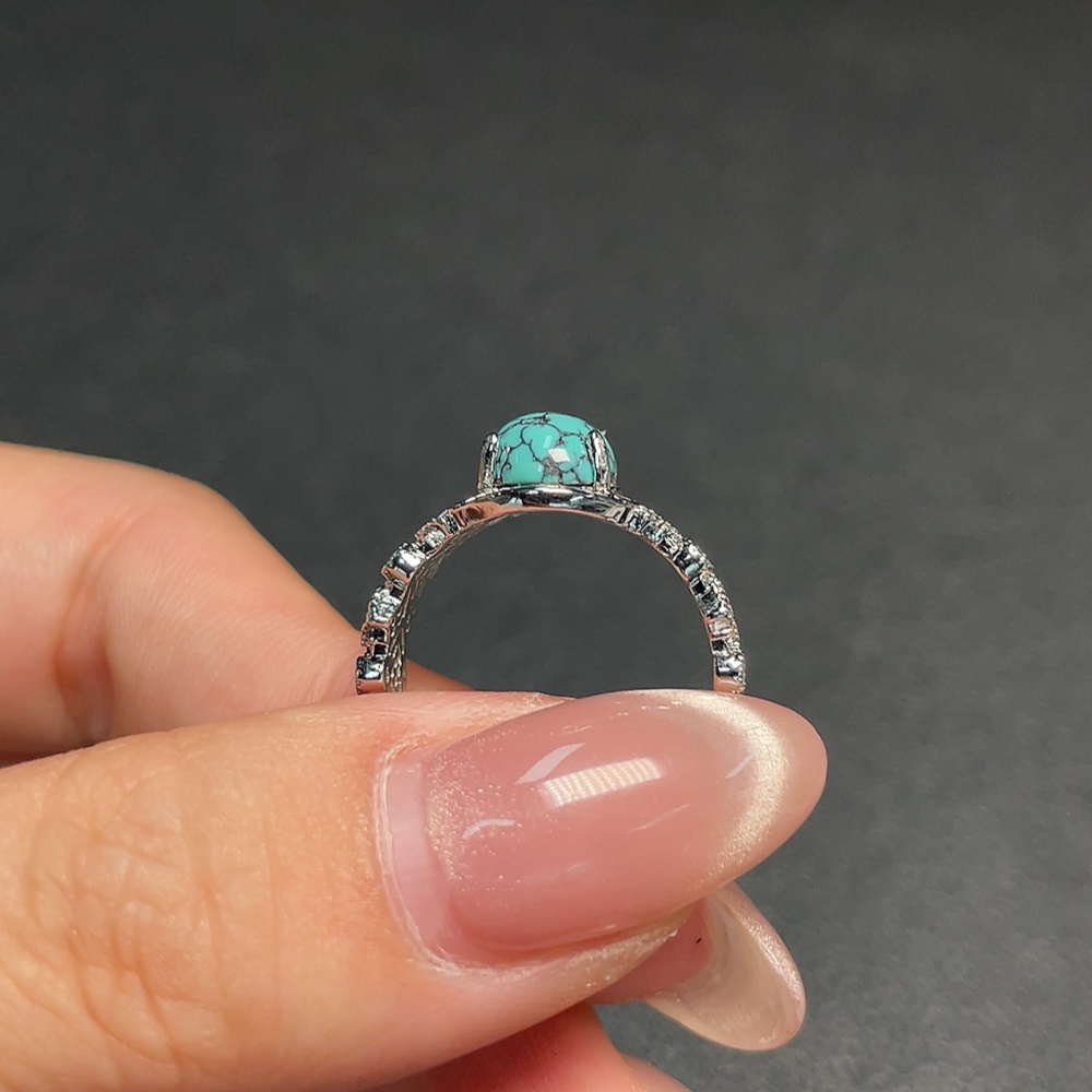 C34991572 Turquoise Ring with Other Mineral Components, Adjustable, Non-Gold, Total Weight Approx. 3.73g (Including Minerals)